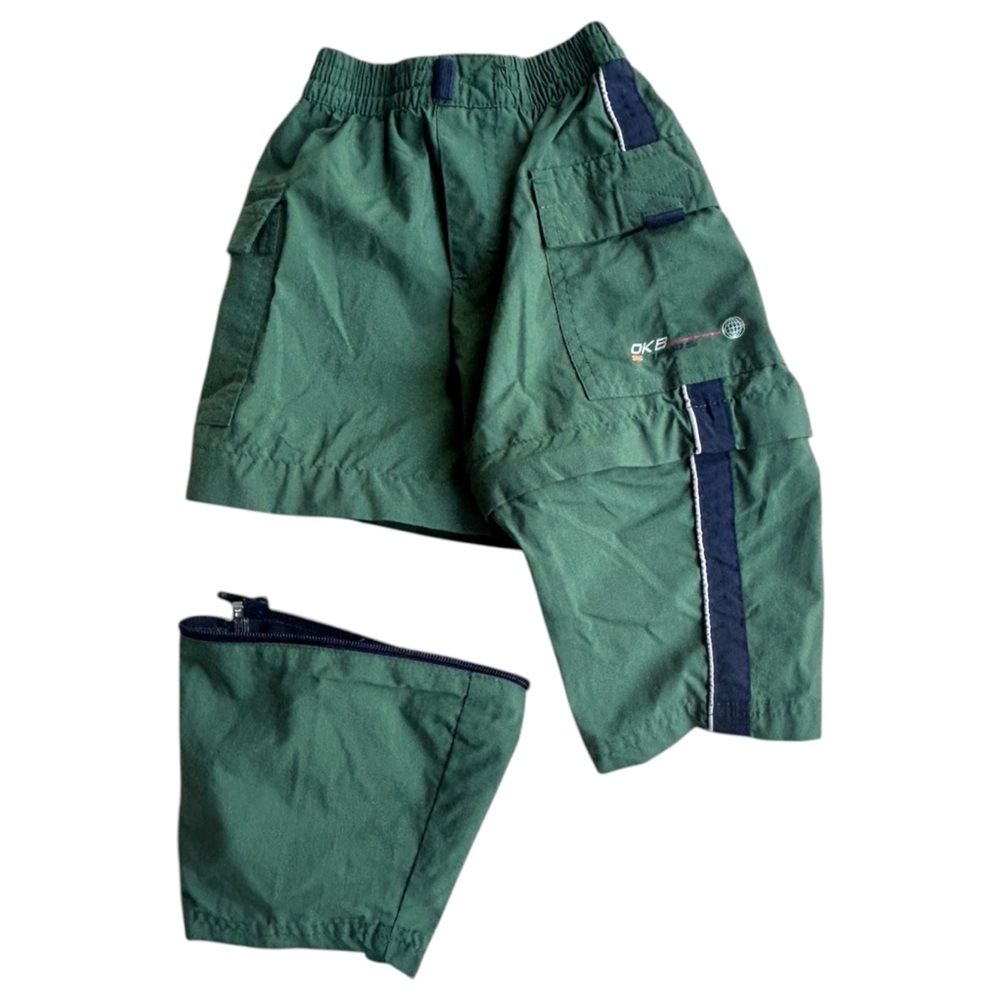 Vintage OshKosh B'gosh Green Windbreakers with Navy Trim Reversible Shorts - Picture 4 of 4